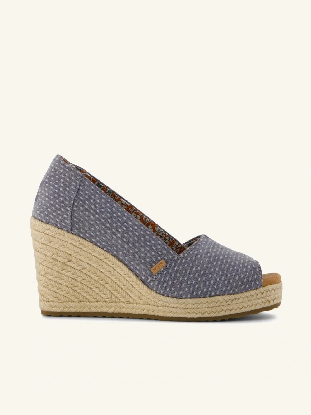 Toms Light Blue Polka-Dot Peep-Toe Wedge Espadrilles